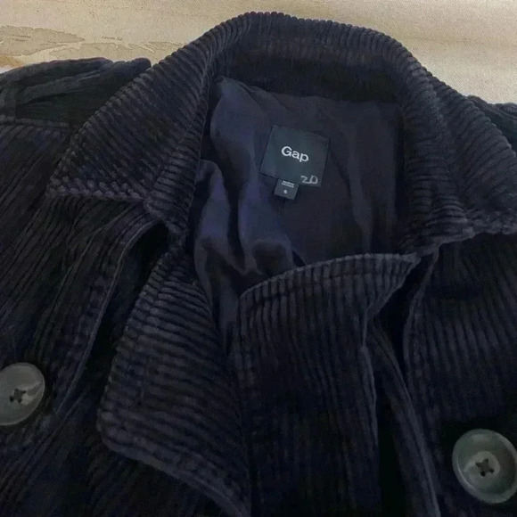 GAP VTG Y2K Navy Blue Corduroy Trench Coat Size Small - Picture 5 of 6